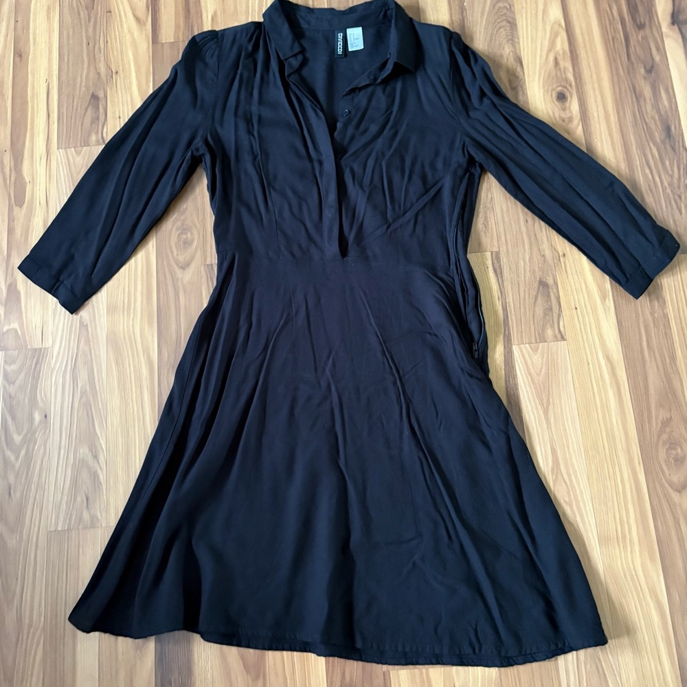 Divided Black Long Sleeve Dress